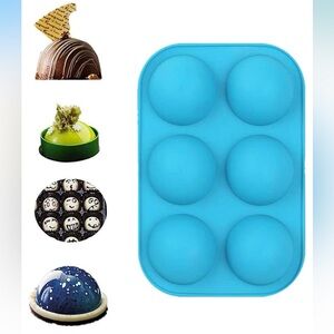 6 Hole Silicone Mold For Chocolate, Cake, Jelly, Pudding, Soap, Dia 2 1/2 inches